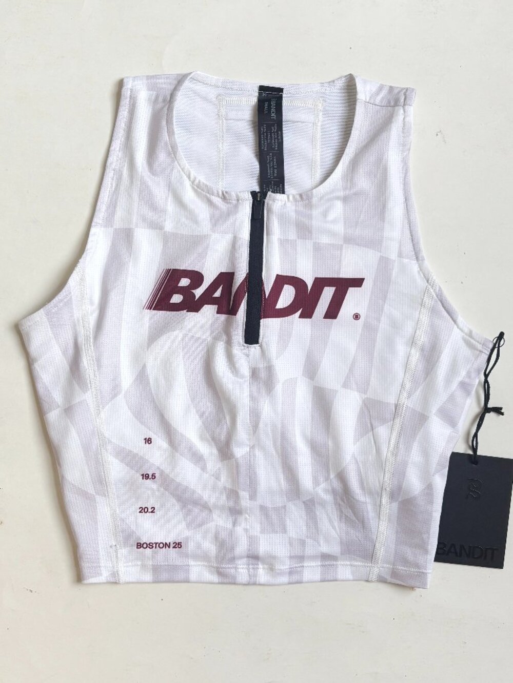 Bandit Boston 2025 Down Bad Ares Flex™ Zip Front Race Crop Running Top White S